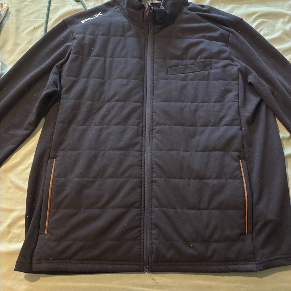 Ralph Lauren Navy Puffer Jacket with Tan Accents